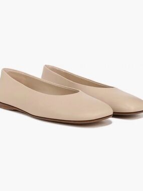 Vince Leah Ballet Nubuck Ballet Flats Square Toe Beige size 8 Minimalist Spring
